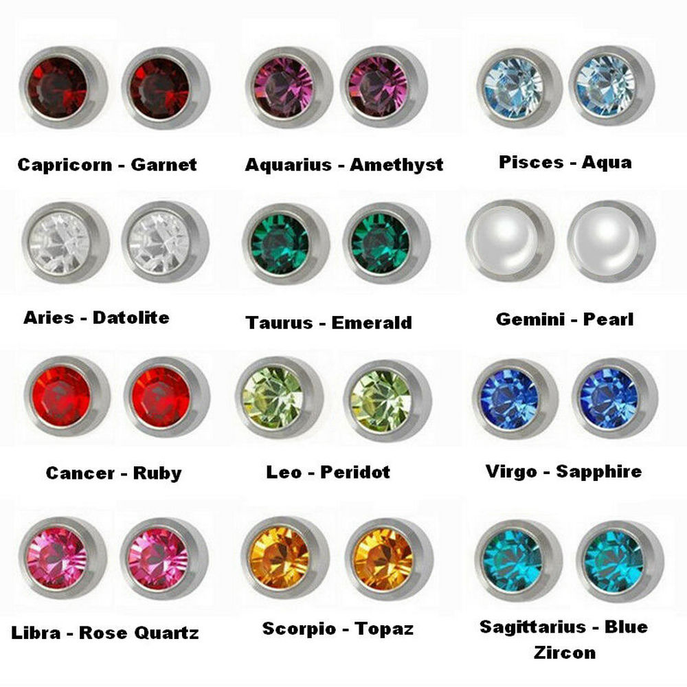 Earrings with Zodiac Birth Stones