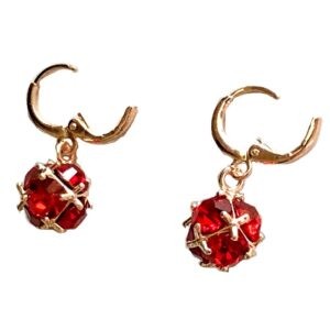 Gold Plated Earrings – Red Stones