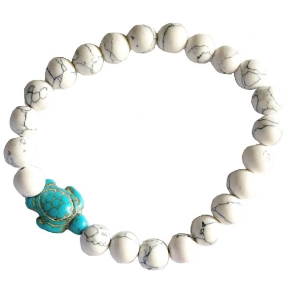 Stone Beads Bracelet - White Turquoise and Blue Turquoise Turtle