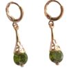 Gold Plated Earrings - Green Cubic Zirconia
