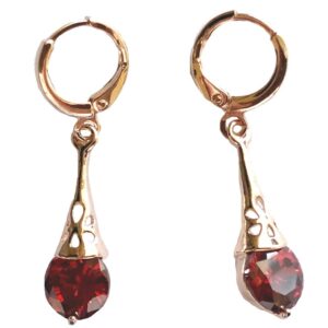 Gold Plated Earrings – Red Cubic Zirconia