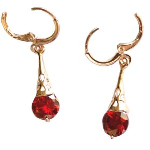 Gold Plated Earrings – Red Cubic Zirconia