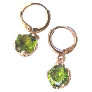 Gold Plated Earrings – Green Cubic Zirconia