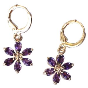 Gold Plated Earrings – Purple Cubic Zirconia