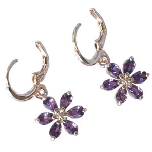 Gold Plated Earrings – Purple Cubic Zirconia