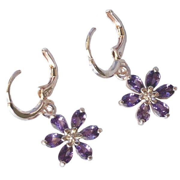 Gold Plated Earrings - Purple Cubic Zirconia