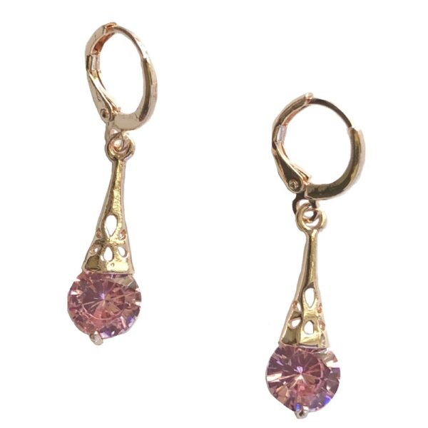 Gold Plated Earrings - Rose Cubic Zirconia