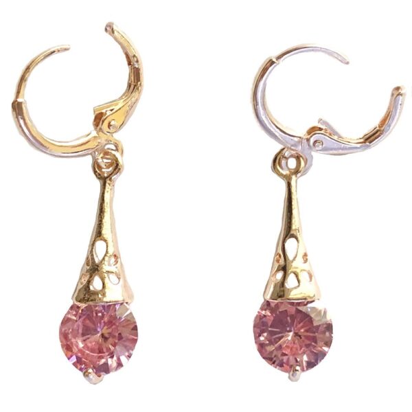 Gold Plated Earrings - Rose Cubic Zirconia