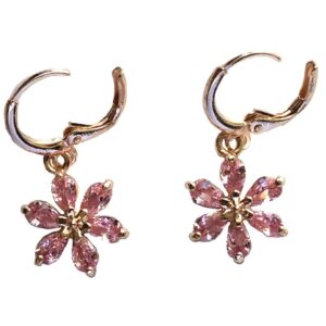 Gold Plated Earrings – Rose Cubic Zirconia