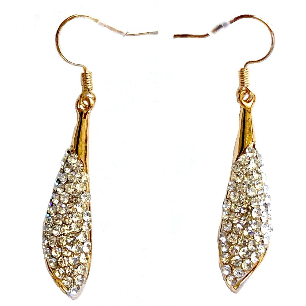 Gold Plated Dangle Earrings - Cubic Zirconia Stones