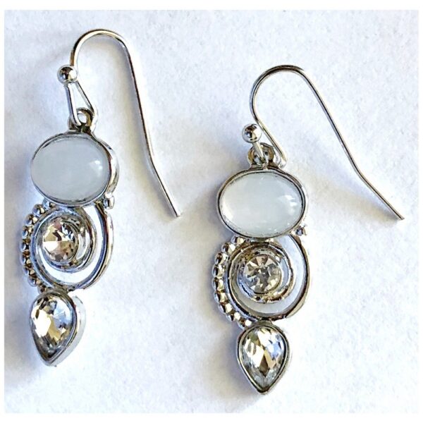 Silver Plated Earrings - Moonstone and Cubic Zirconia