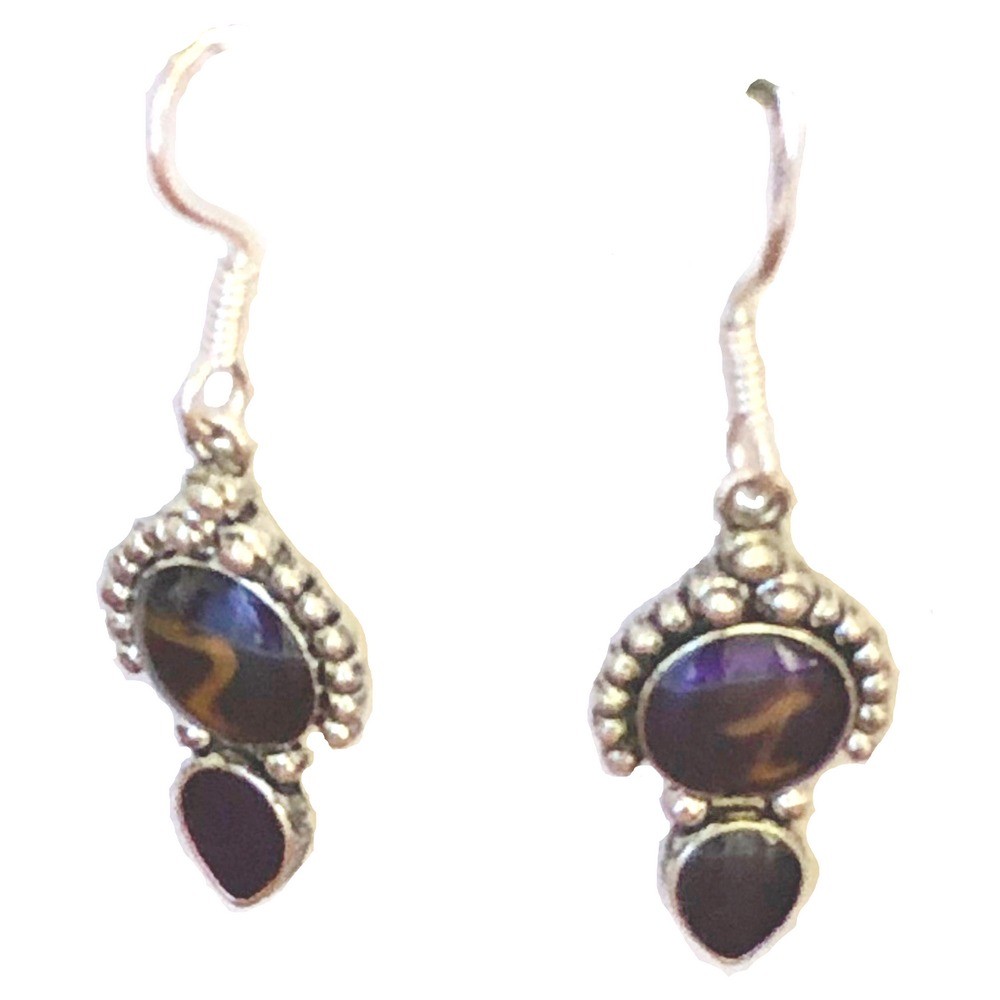 Silver Plated Earrings - Amethyst