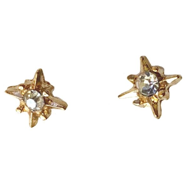 Small Rhinestone Gold Plated Stud Earrings