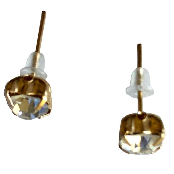 Small Rhinestone Gold Plated Stud Earrings