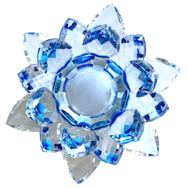 Crystal Lotus Blue Flower Candle Holder