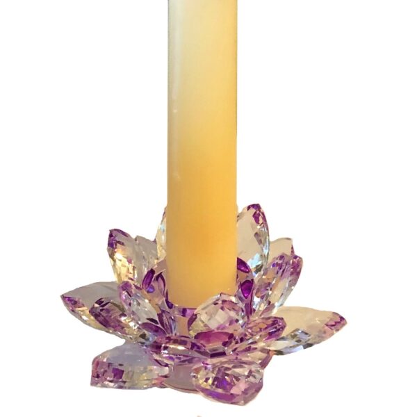 Crystal Lotus Purple Flower Candle Holder