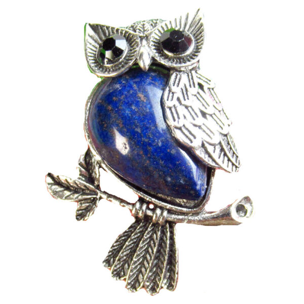 Pendant - Silver Owl with Lapis Lazuli