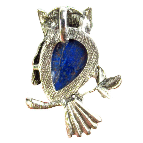 Pendant - Silver Owl with Lapis Lazuli