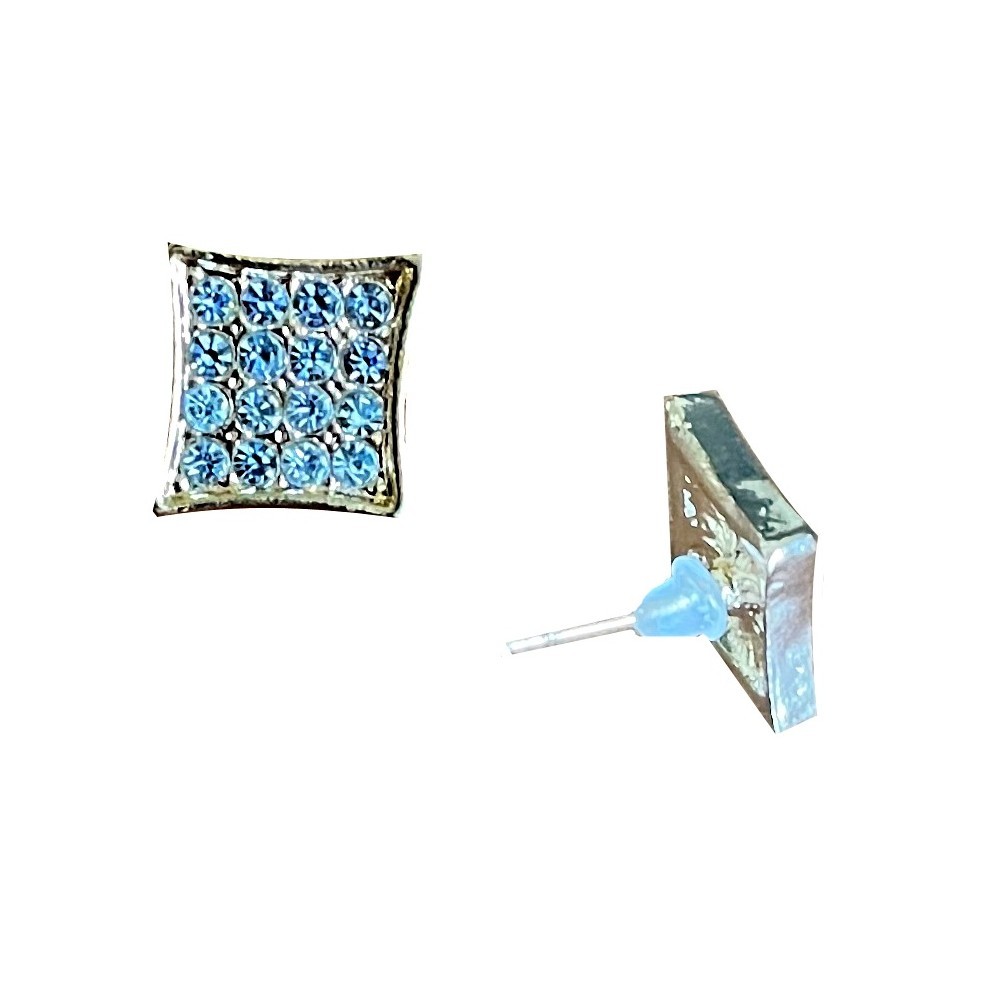 Rhinestone Gold Plated Stud Square Earrings